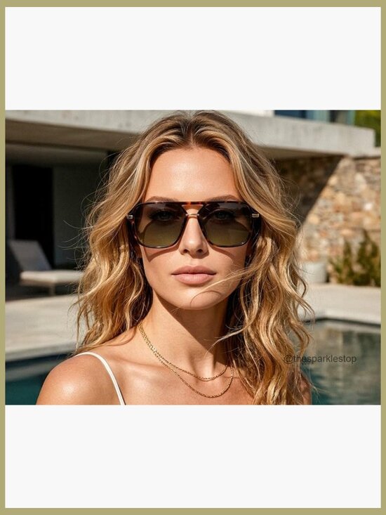 Retro Square Aviator Sunglasses with Polarized Lenses for Women & Men